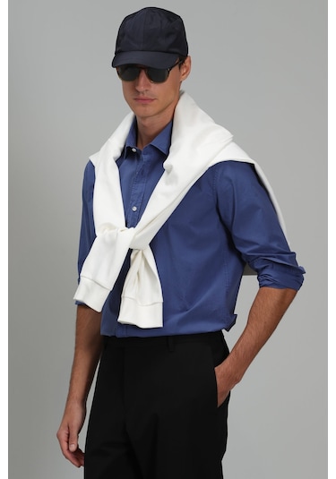 Lufian Makro Erkek Smart Gömlek Comfort Slim Fit Açık Lacivert