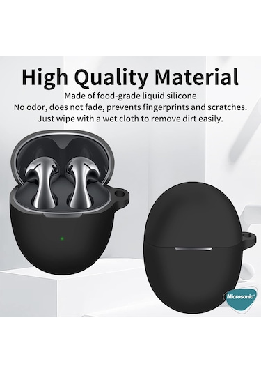 Microsonic Huawei Freebuds 5 Uyumlu Mat Silikon Kılıf Siyah