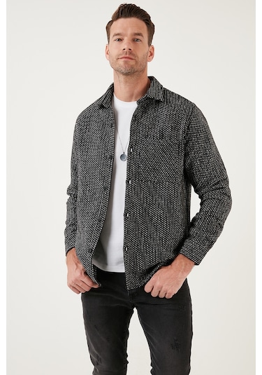 Buratti Desenli Cepli Regular Fit Uzun Kollu Kışlık Erkek Gömlek Cf24W127187 Siyah Buratti Desenli Cepli Regular Fit Uzun Kollu Kışlık Erkek Gömlek Cf24W127187 Siyah