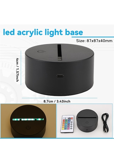 Xurunkeji 2'li Paket 3d Gece Led Işık Lambası Tabanı + Uzaktan Kumanda + Usb Kablosu, Akrilik Siyah İçin 16 Renk Işık Gösterisi Ekran Standı Siyah Xurunkeji 2'li Paket 3d Gece Led Işık Lambası Tabanı + Uzaktan Kumanda + Usb Kablosu, Akrilik Siyah İçin 16 Renk Işık Gösterisi Ekran Standı Siyah