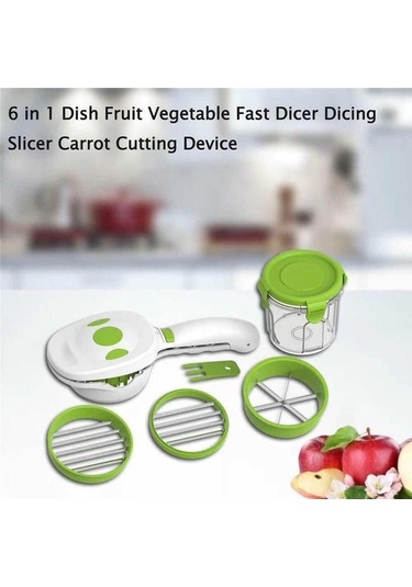 Besthome1 El Tipi 3 Kesme Seçeneği Multifonksiyonel Sebze Dilimleyici, 220 Ml Muhafaza Kabı İle, Hızlı Kullanım, Çamaşır Makine Beyaz - Yeşil