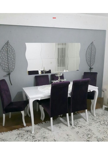 S Şeklinde Dalgalı Arkası Çift Yön Bantlı 45X45Cm Gerçek Cam Ayna Gümüş