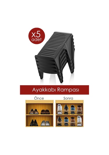 5'li Tekli Ayakkabı Rampası Siyah