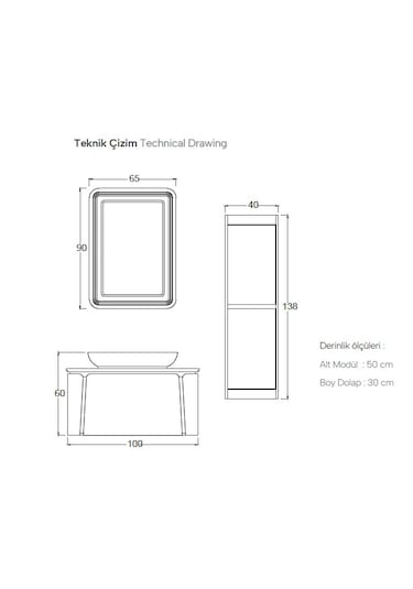 Shower Grande 100 Cm Antrasit Gri Banyo Dolabı Antrasit - Gri