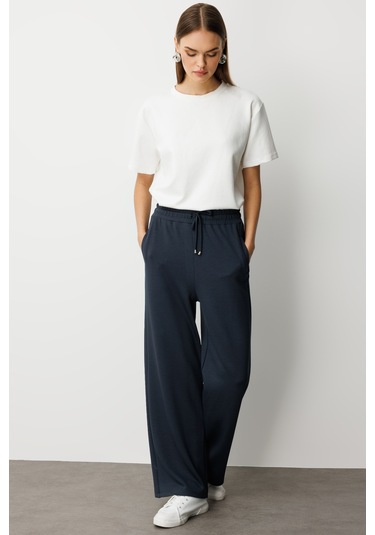 Mizalle Beli Lastikli Yumuşak Dokulu Antrasit Jogger Pantolon Antrasit