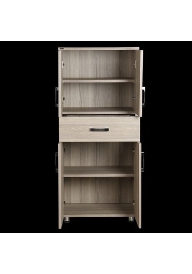 Çok Amaçlı Dolap 130 cm Hard Parlak CORDOBA Suntalem 4Raf 1Çekmece Kutuda sevk El Yapım Açık Kahverengi