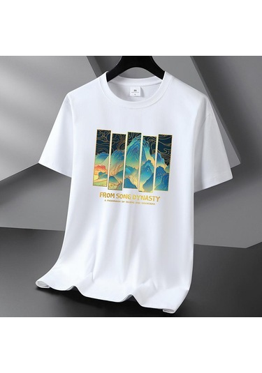 Beyaz Japon Tarzı 10 Renk Saf Pamuklu Erkek Kısa Kollu Tişört S-6xl Beyaz