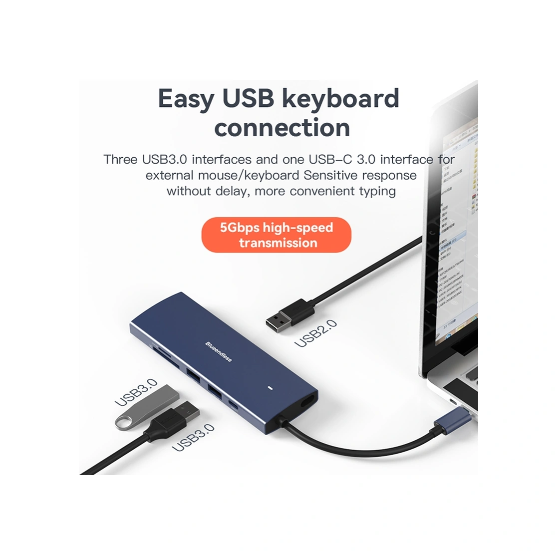 Sones Blueendless 4k60hz + Gigabit Lan + Veri Tipi C Yerleştirme İstasyonu, Özellikler: 6'sı 1 Arada Mavi