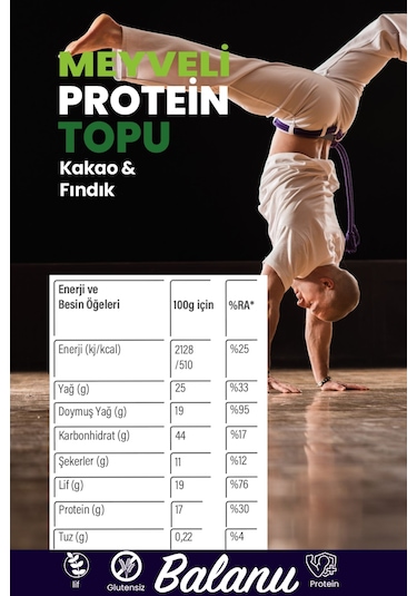 Meyveli Kakaolu & Fındıklı Protein Topları 110gr X3 Adet