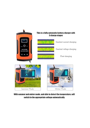 Reedark 12v 5a Akıllı Hızlı Şarj Ve Tamir Cihazı - Lcd Ekranlı Otomatik Araç Akü Şarj Aleti