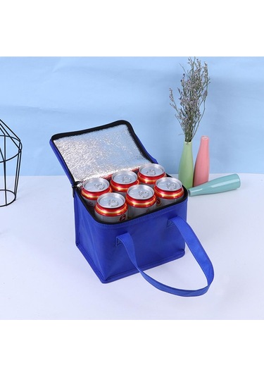 Mavi Taşınabilir İçecek Bira Alüminyum Folyo Yalıtım Soğutucu Çanta Öğle Yemeği Termal Paketi 21 14 17 Mavi