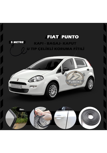 Fiat Punto Oto Araç Kapı Koruma Fitili 5 Metre Parlak Siyah Renk