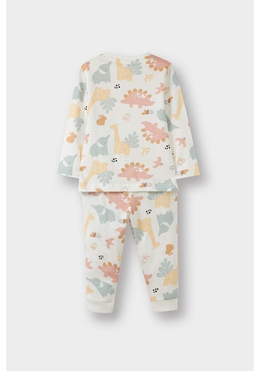 Defacto Kız Bebek Pijama Takımı Dinozor Baskılı Uzun Kollu Penye Üst Uzun Alt E9480a525aupn344 Pembe