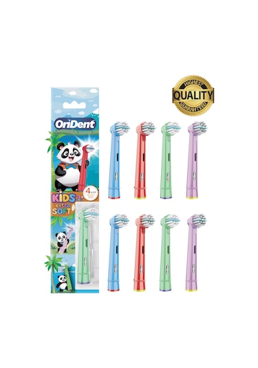 Panda Kids - Çocuklara Özel Oral-b Uyumlu 8 Adet Yedek Başlık Nazik Temizlik Ve Diş Eti Koruması
