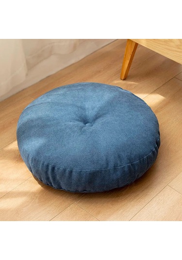 Zemin Koltuk Yastık Düz Renk Meditasyon Yoga İçin Uygun Yuvarlak 55cm-1 Ekru