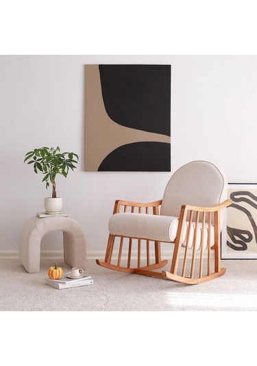 Klea Ahşap Sallanan Koltuk Beyaz