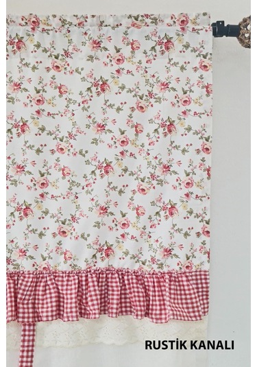 Potlu Tül Perde Provence Fırfırlı Rose Pembe