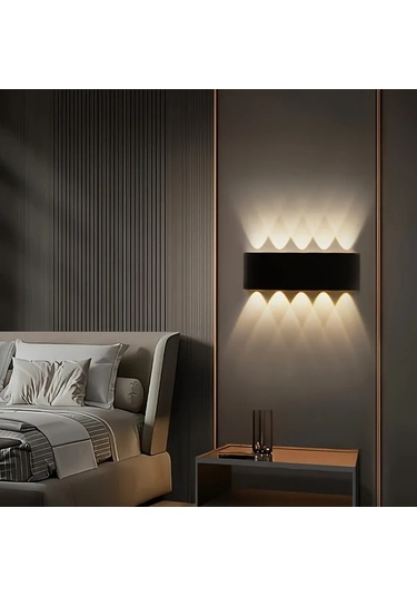 Xuweiwei 2 Adet 10 Led Siyah Dış Duvar Lambası Modern Yarı Gömme Montaj Enerji Verimli Led Ampul Bahçe Duvar Veranda Dekoru Siyah