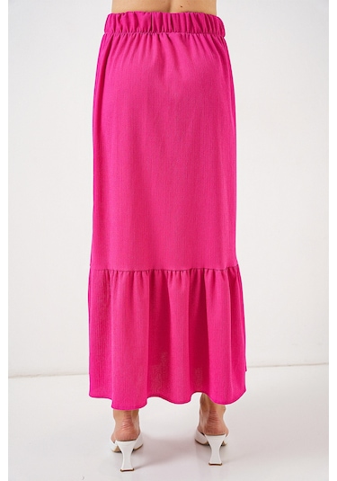 1886 Uzun Örme Etek - Koyu Pembe Koyu Pembe