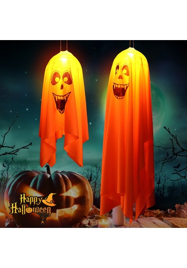 Mufunye Halloween Dekorasyon Led Işıkli Beyaz Büyük Çığlık Yüzü Perde Fantom Avize Odalar İçin Stüdyo Atmosferi Beyaz