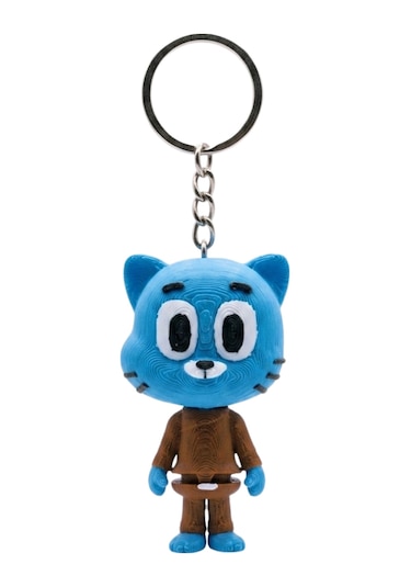 3d Baskı Gumball Figürlü Anahtarlık - Çizgi Dizi Karakteri Çanta Ve Anahtar Aksesuarı