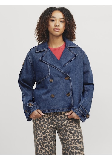 Jack & Jones Kadın Kısa Denim Trençkot - Carlie - 12269054 Medium Blue Denim Çok Renkli
