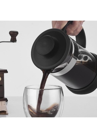 Teltree "4 Dakikada Mükemmel Kahve - 350ml Borusilikat Cam Fransız Pres" Renkli