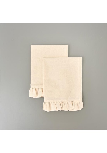 Evidea Soft Fırfırlı 2'li Amerikan Servis - Ekru - 35x50 Cm Ekru