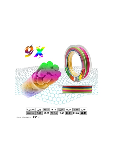 Mercan Platinum Pe 9X Örgü İp 150 M Multı Color Misina