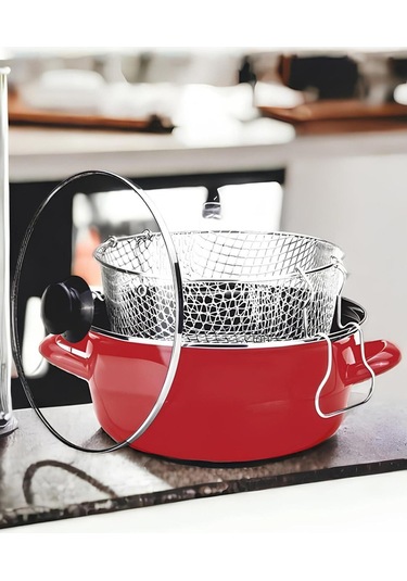 Nishev Kızartma Tenceresi Kırmızı 26 Cm 4,5 Lt