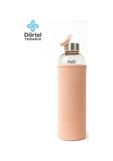 H2o Deri Kılıflı Cam Matara 1000 Ml Pembe