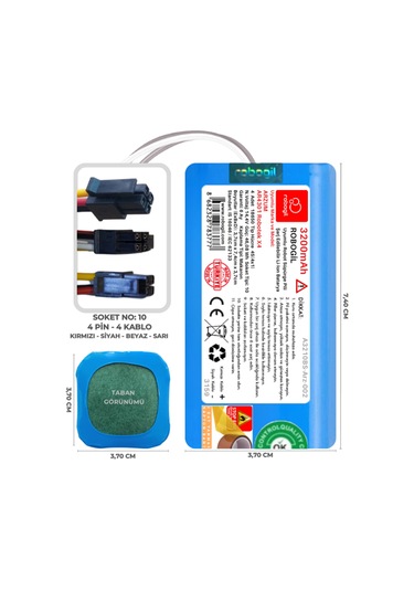 Arzum Ar4304 Robotek X4 3200mah Uyumlu Robot Süpürge Pili A3210bs-arz-002