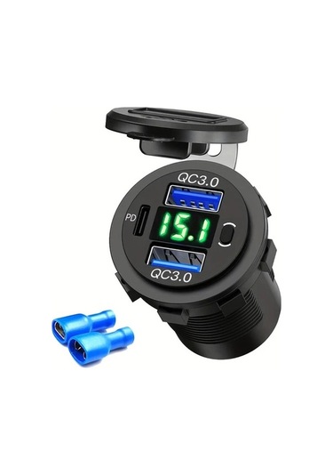 Trendooze Gaojunshop01 Qc3.0/pd3.0 Led Ekranlı 12v/24v Araba Şarj Cihazı, Yeşil Işıklar