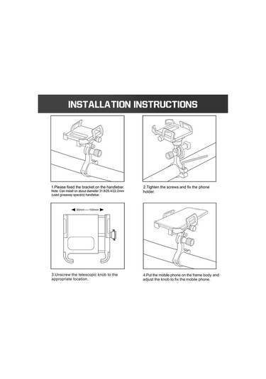 Gub Alüminyum Bisiklet Telefon Tutucu 360 Derece Dönen Siyah