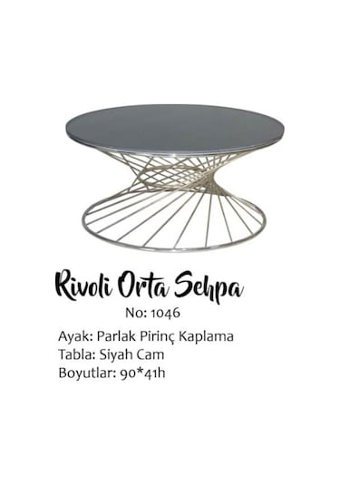 Brc Rivoli Orta Sehpa Model 1046 Düz Siyah Cam Metal Transmisyon