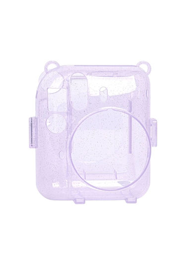 Instax Mini 12 Makine Uyumlu Lila Simli Pleksi Kılıf