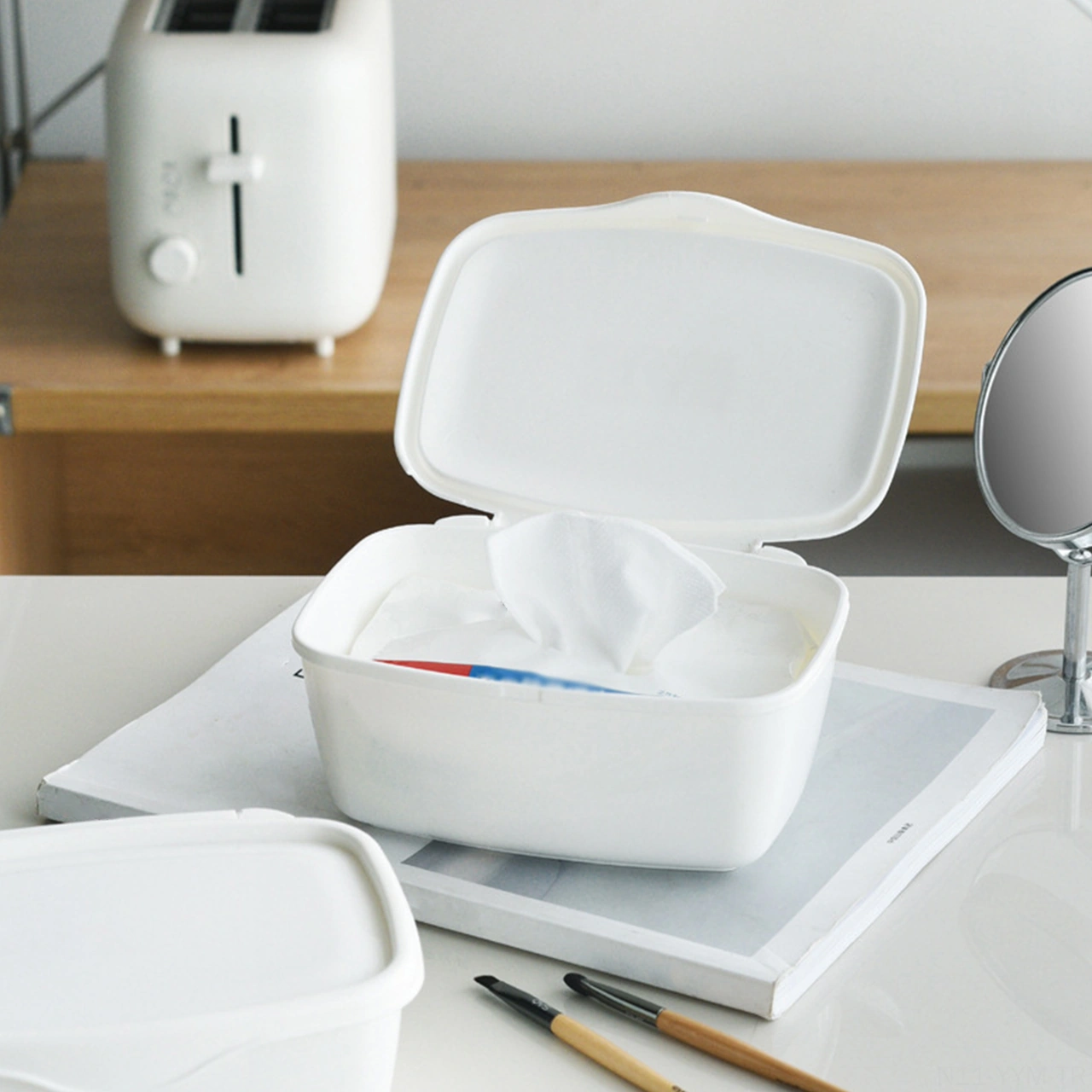 Geeksen Beyaz Plastik Kapaklı Masa Organizatörü - Makyaj, Ofis Malzemeleri Ve Küçük Eşyalar İçin Uzun Ömürlü Depolama Kutusu Diğer