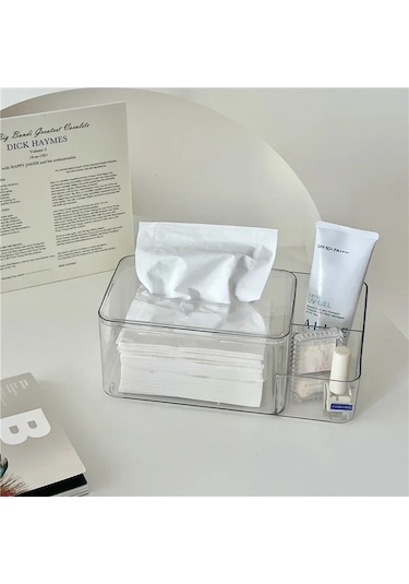 S Gri-ıns Şeffaf Akrilik Doku Kutusu Kalem Makyaj Fırça Saklama Kutusu Yaratıcı 3 Izgaralar Peçete Tutucu Muhtelif Kozmetik Organizatör İle