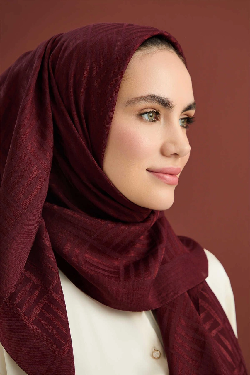 İmannoor İman Kare Naia Şal 70x210 241-3007 Bordo
