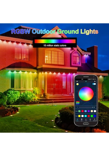 Geeksen 25'li Paket Güneş Enerjili Su Geçirmez Rgbw Bahçe Aydınlatma Uygulama Kontrollü Renk Değiştiren Led Dekor Çok Renkli
