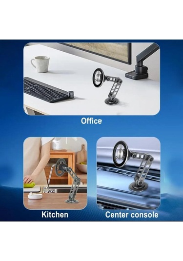 Metal Katlanabilir 360 Dönen Mıknatıslı Magnetic Yüksek Kaliteli Telefon Tutucu Gümüş