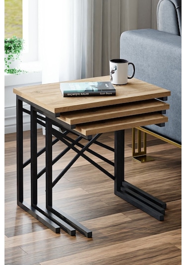 Ceramical ZG1 Zigon Sehpa 3'lü Atlantik Çam