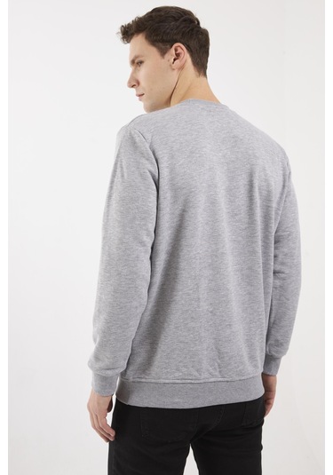 Zoom Gri Melanj O-yaka Sweatshırt Gri Melanj