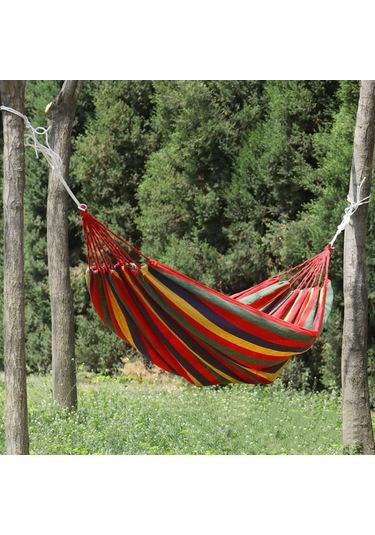 Kalın Tuval Hamak Hammock Field Rollover Önleme Açık Hammock Swing 260x150 Çubuk Yok Kırmızı Şeritler , Boyut:260x150 Çubuk Yok Kırmızı Çizgiler Diğer Çok Renkli