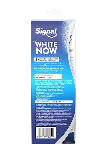 Signal White Now Diş Macunu 75 ML + Performans Diş Fırçası Mavi
