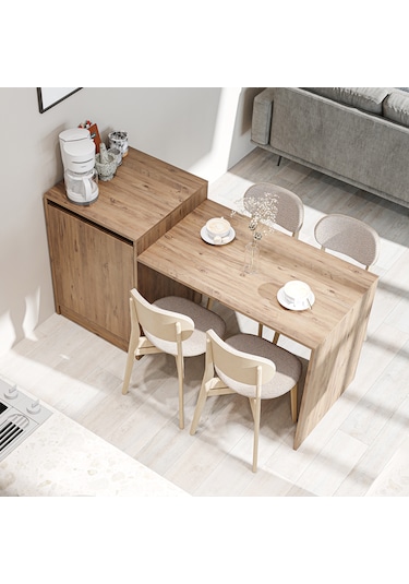 Milano Bar Masası Dolaplı Yüksek Mutfak Yemek Masa , Mutfak Adası