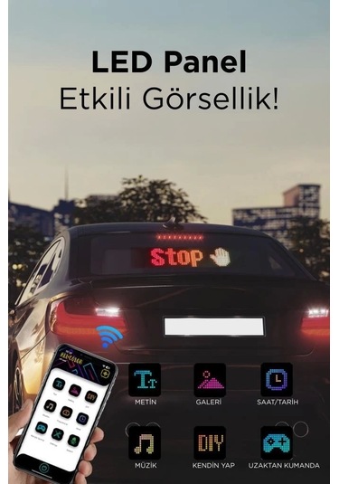 Rp1259 Led Matrix Panel 16x96cm Telefon Kontrollü Kayar Led Animasyon Aydınlatma Çok Renkli