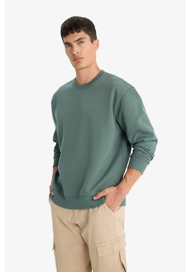 Defacto Relax Fit Bisiklet Yaka Kalın İçi Yumuşak Tüylü Basic Düz Sweatshirt T5139az25augn1019 Yeşil Defacto Relax Fit Bisiklet Yaka Kalın İçi Yumuşak Tüylü Basic Düz Sweatshirt T5139az25augn1019 Yeşil