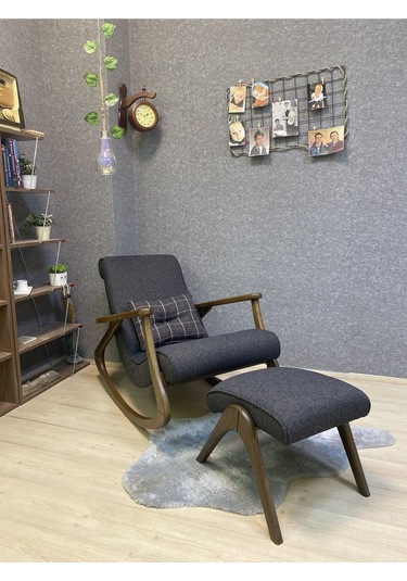 Asedia Ekol Dişbudak Ceviz Antrasit Sallanan Sandalye Berjer