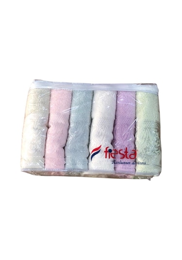 6 Lı Fiesta Jakarlı %100 Pamuklu El Yüz Havlusu Seti 50 X 90 Çok Renkli